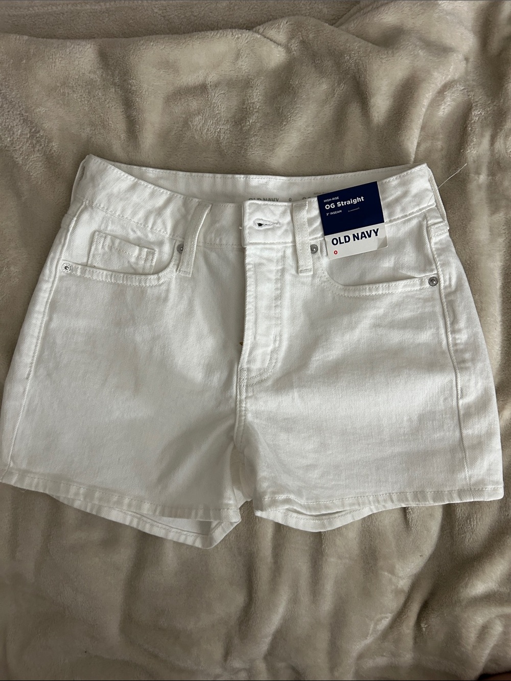 Old Navy White OG Straight Denim Shorts